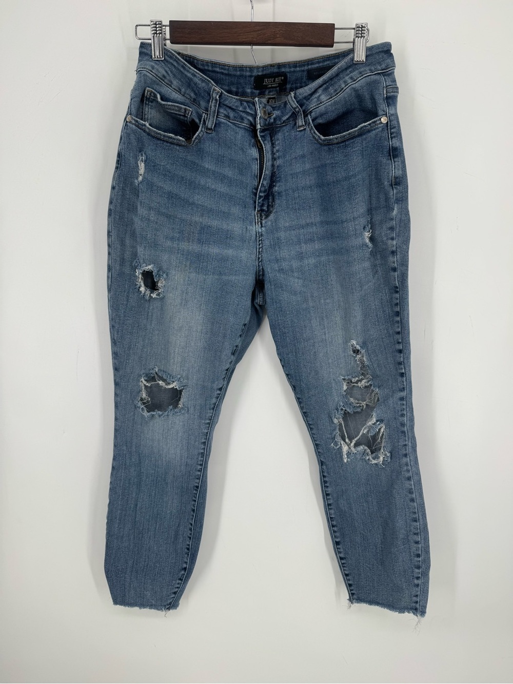 Judy Blue Distressed Skinny Jeans Raw Hem Stretch Denim Relaxed Women’s 16W Plus